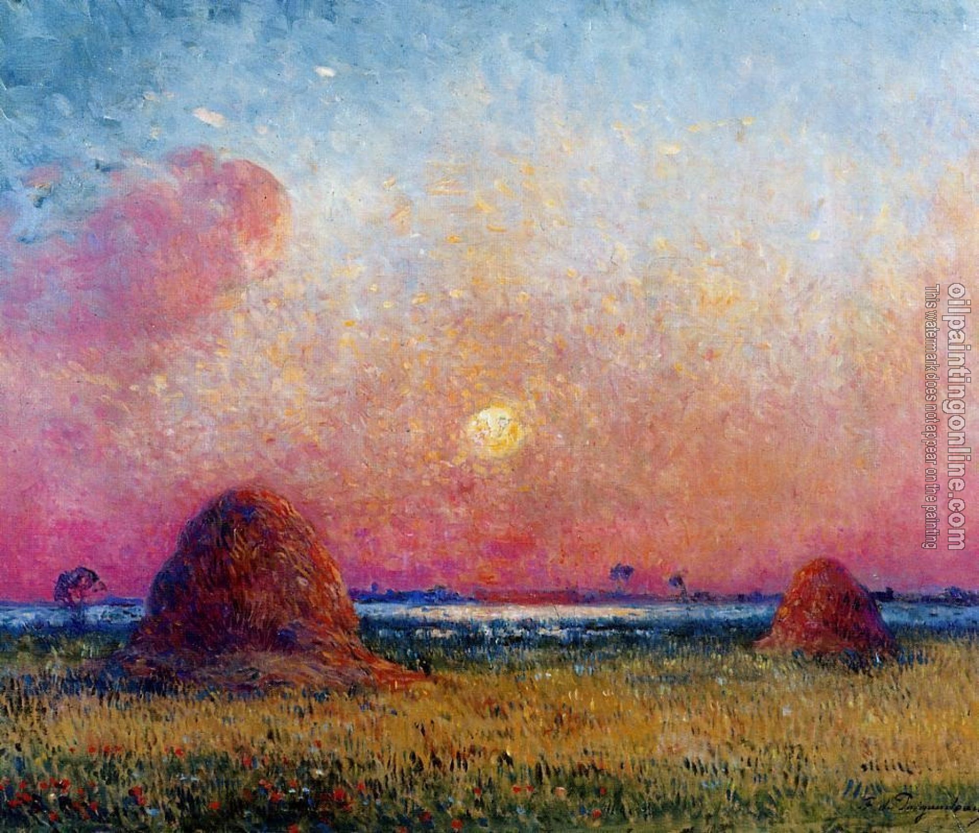 Ferdinand Loyen Du Puigaudeau - Wheat Stack at Sunset